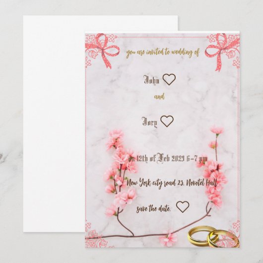 schöne Hochzeitseinladung Save The Date (Vorne/Hinten)