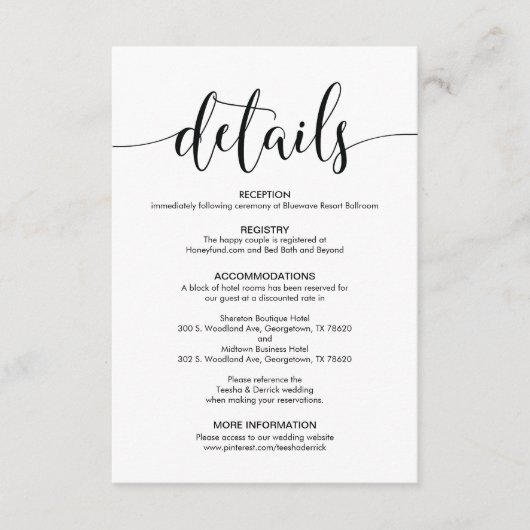 Schöne Hochzeitskarte Begleitkarte (Vorderseite)