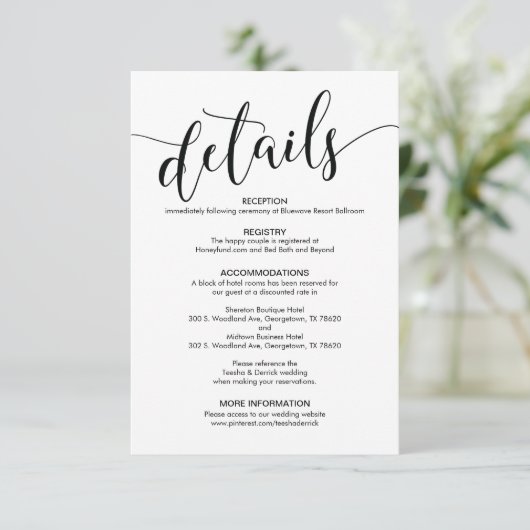 Schöne Hochzeitskarte Begleitkarte (Stehend Vorderseite)