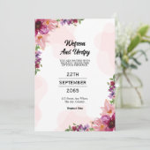 Schöne Hochzeitskarte mit Blumen Einladung (Stehend Vorderseite)