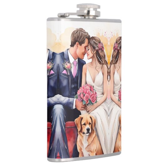 Schöne Hochzeitskuppel Wasserfarbe Flachmann (Rechts)