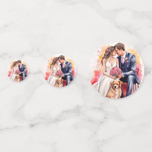 Schöne Hochzeitskuppel Wasserfarbe Konfetti (Rückseiten)