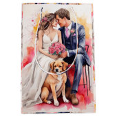 Schöne Hochzeitskuppel Wasserfarbe Mittlere Geschenktüte (Vorderseite)