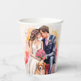 Schöne Hochzeitskuppel Wasserfarbe Pappbecher