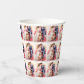 Schöne Hochzeitskuppel Wasserfarbe Pappbecher (Vorderseite)