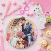 Schöne Hochzeitskuppel Wasserfarbe Pappteller (Party)