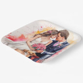 Schöne Hochzeitskuppel Wasserfarbe Pappteller (Gewinkelt)