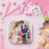 Schöne Hochzeitskuppel Wasserfarbe Pappteller (Party)