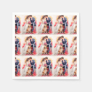 Schöne Hochzeitskuppel Wasserfarbe Serviette