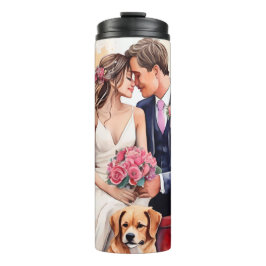 Schöne Hochzeitskuppel Wasserfarbe Thermosbecher