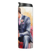 Schöne Hochzeitskuppel Wasserfarbe Thermosbecher (Nach rechts gedreht)