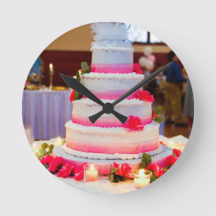 Schöne Hochzeitstorte Runde Wanduhr