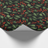 Schöne Holly Berry Weihnachten Geschenkpapier (Ecke)