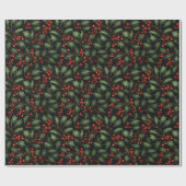 Schöne Holly Berry Weihnachten Geschenkpapier (Flach)