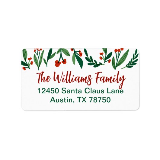 Schöne Holly Berry Weihnachtsfeier Rücksendeadress Adressaufkleber (Vorne)
