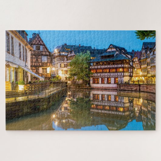 Schöne Holzhäuser Straßburg Frankreich Reisen Puzzle (Horizontal)
