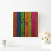 schöne Holzplanken Quadratische Wanduhr (Zuhause)