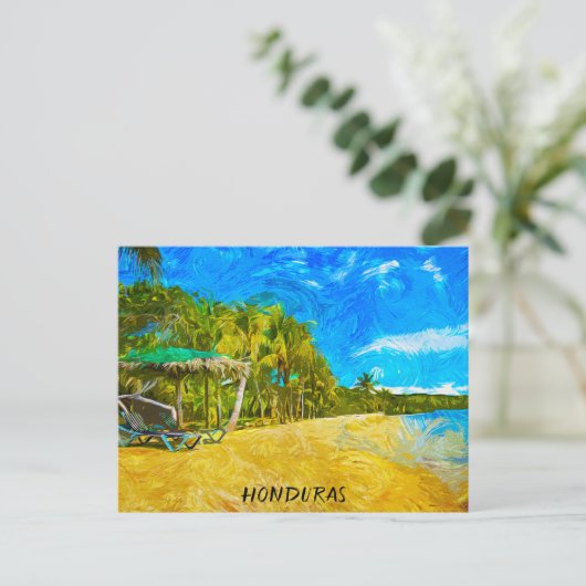 Schöne Honduras Ozean Blick Ölfarbe Postkarte (Stehend Vorderseite)