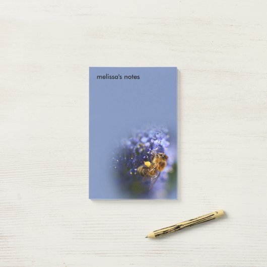 Schöne Honeybee auf der California Lilac Post-it Klebezettel (Auf Schreibtisch)