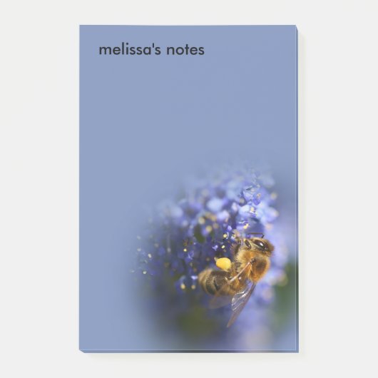 Schöne Honeybee auf der California Lilac Post-it Klebezettel (Vorderseite)