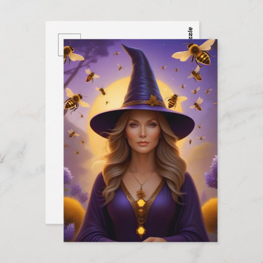 Schöne Honeybee Hexe Postkarte (Vorne/Hinten)