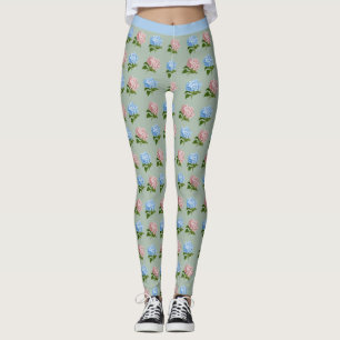 Schöne Hortensienblumen Rosa Blaue Florale Yoga Leggings
