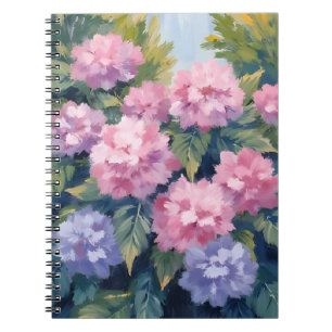 Schöne Hortensienblüten   Florale Aquarellmalerei Notizblock