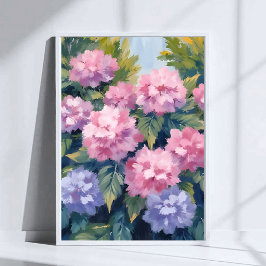 Schöne Hortensienblüten | Florale Aquarellmalerei Poster
