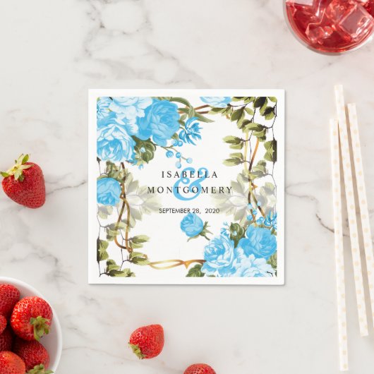 Schöne Hübsche Blue Floral Wedding Serviette (Beispiel)