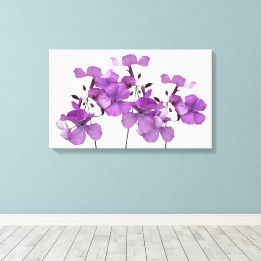 Schöne hübsche violette Blumen Moderne Blumenkunst Leinwanddruck (Insitu (Holzboden))