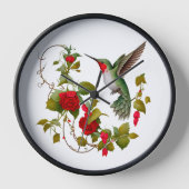 Schöne Hummingbird und Rote Rosen Uhr (Vorderseite)