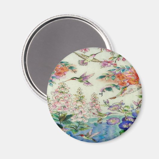 Schöne Hummingbirds Blume Festhalten Glaskunst Magnet (Vorderseite/Rückseite)