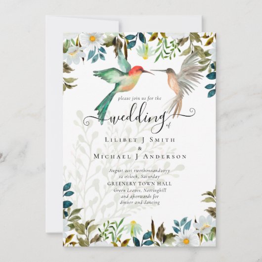 Schöne HUMMINGBIRDS Couple Wedding Einladung (Vorderseite)