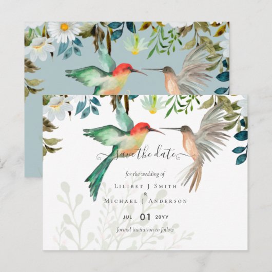 Schöne HUMMINGBIRDS Couple Wedding Postkarte (Vorne/Hinten)