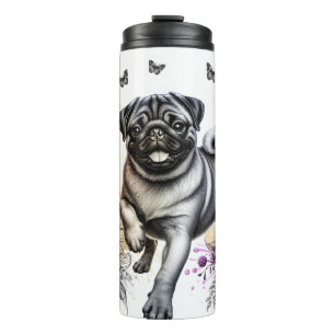 Schöne Hunde/Mops Hund Thermosbecher