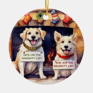 Schöne Hunde Weihnachtsdekoration Keramik Ornament