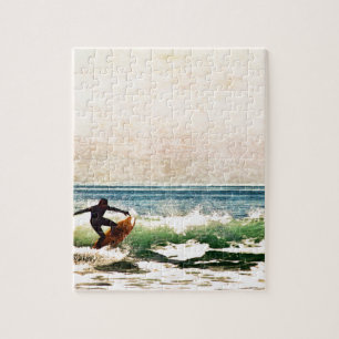 Schöne Huntington Beach Surfer-Reitwellen Puzzle