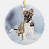 Schöne Husky Welpe Keramik Ornament (Hinten)