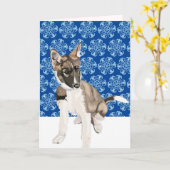 Schöne Husky Welppy Blank Weihnachten Karte (Gelbe Blume)