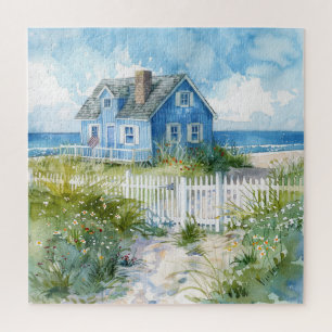 Schöne Hütte am Strand von Watercolor Puzzle
