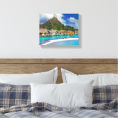 Schöne Hütten am Wasser in Bora Bora Leinwanddruck (Insitu (Schlafzimmer))