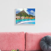 Schöne Hütten am Wasser in Bora Bora Leinwanddruck (Insitu (Wohnzimmer))
