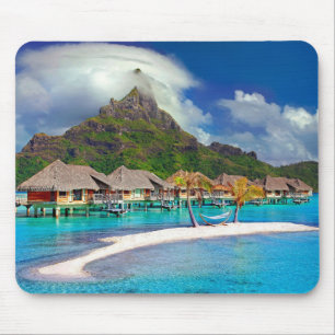 Schöne Hütten am Wasser in Bora Bora Mousepad