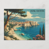 Schöne Hvar Kroatien Adria Küste Panorama Blick Postkarte (Vorderseite)