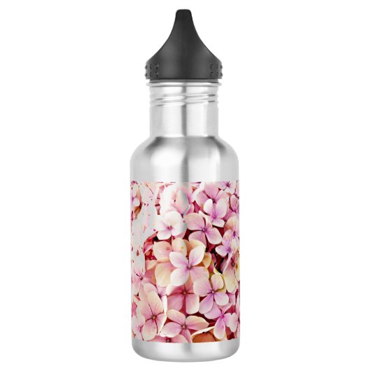 Schöne Hydrangea-Blume Edelstahlflasche (Links)