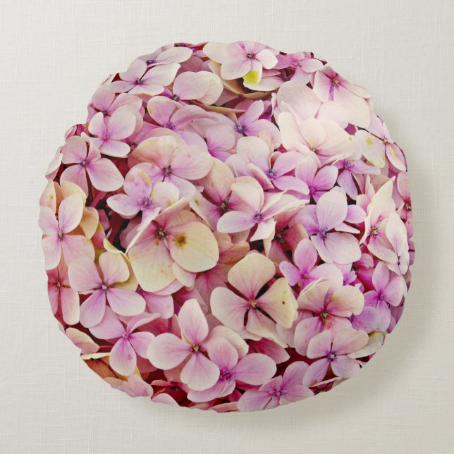Schöne Hydrangea-Blume Rundes Kissen (Vorderseite)