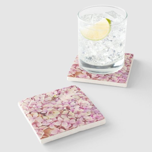 Schöne Hydrangea-Blume Steinuntersetzer (Seitenansicht)