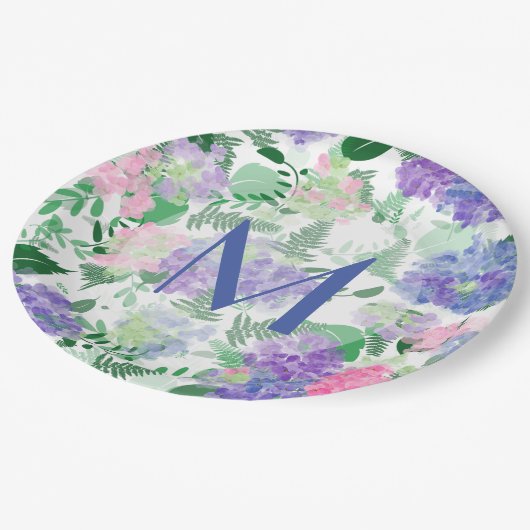 Schöne Hydrangea-Mischung Pappteller (Schrägansicht)