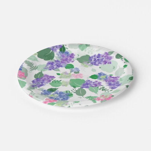 Schöne Hydrangea-Mischung Pappteller (Schrägansicht)