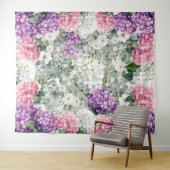 Schöne Hydrangeas & Eukalyptus Foto Hintergrund Wandteppich (Beispiel (Horizontal))